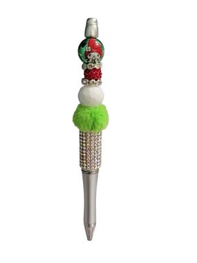 Crystal & Pom Pom Green Decorative Ballpoint Pen